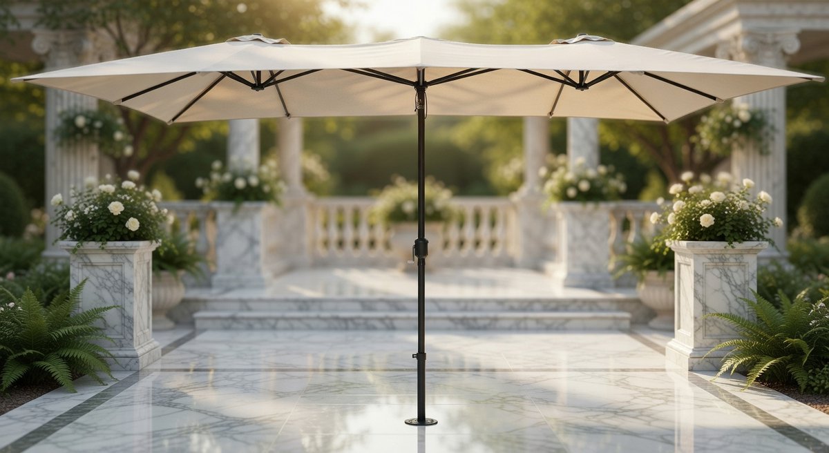 XXL Dubbele Zweefparasol 426x265 cm - Opvouwbare Waterdichte Tuinparasol met Zwengel, 10 Robuuste Ribben, UV-bescherming & Ventilatie - Grote Schaduw Parasol voor Tuin, Terras, Balkon & Zwembad - MedaHomeStore (9509471334863)