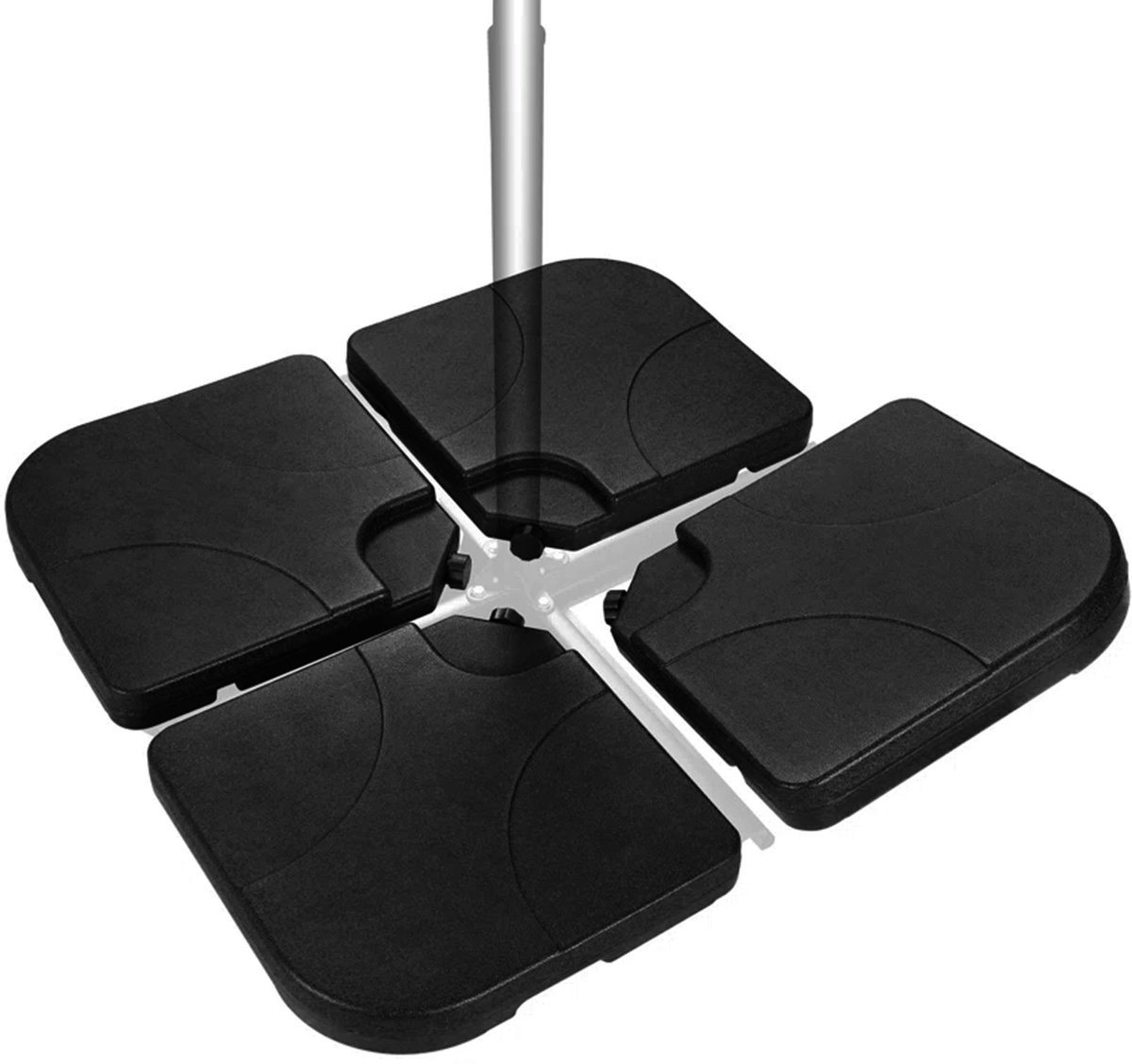 YUGN Parasoltegels Set 4 Stuks Vulbaar 60L Voor Zweefparasol Kruisvoet Zwart (8721008923390)