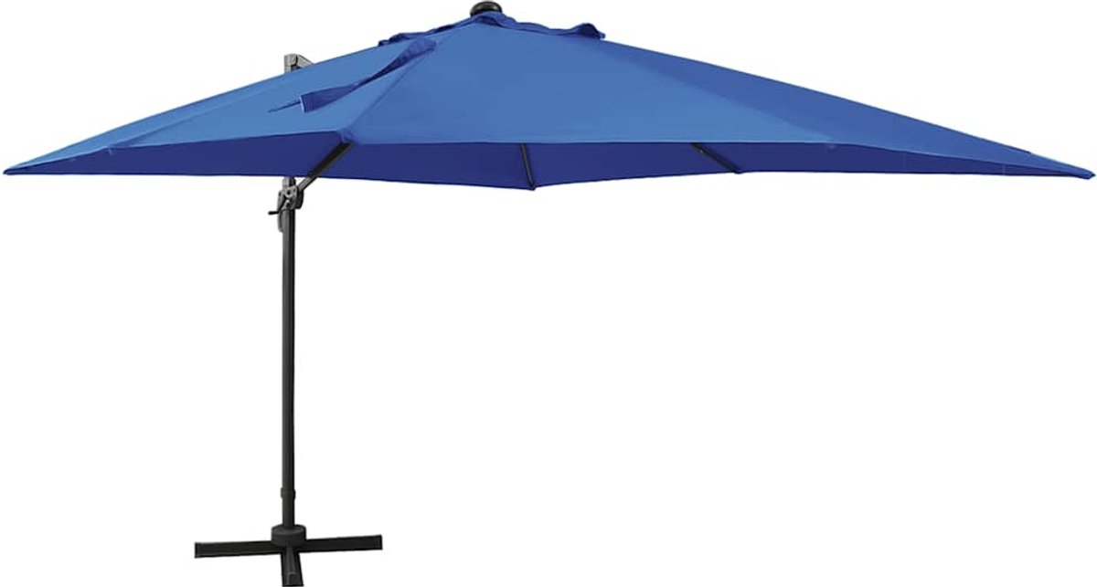 ZweefParasol | Zonnescherm | Tuinparasol met paal en LED-verlichting 300 cm azuurblauw (6932537148112)