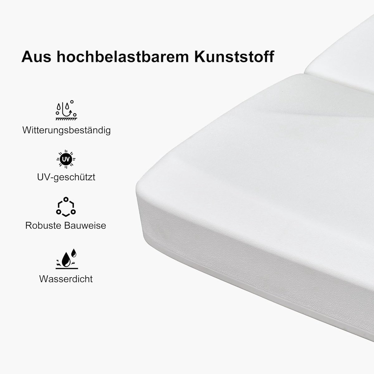 Zweefparasol 250x350 cm Rechthoekig 360° Draaibaar met Parasolvoet - Kantelbaar, In Hoogte Verstelbaar, UV-Bestendig & Waterdicht Aluminium Tuinparasol Wit - Laura (9503577996178)