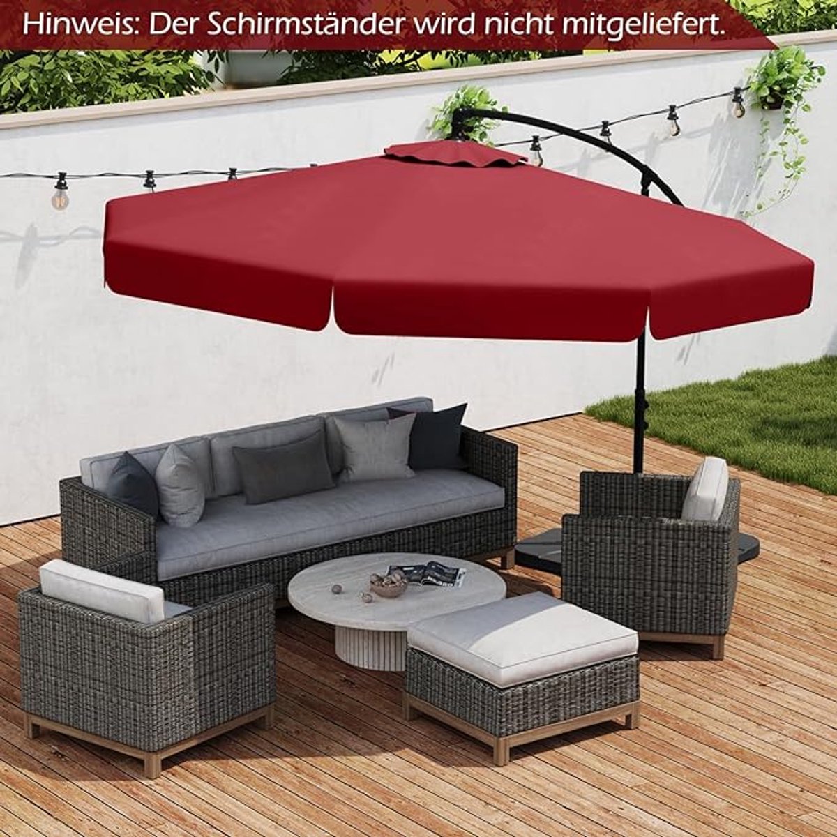 Zweefparasol 300 cm Ø300 x 250 cm met beschermhoes en zwengel - kantelbaar 0-35°, waterafstotend polyester, 8 metalen ribben, luxe tuin- en terrasparasol - Mobili Bella (9506577318995)