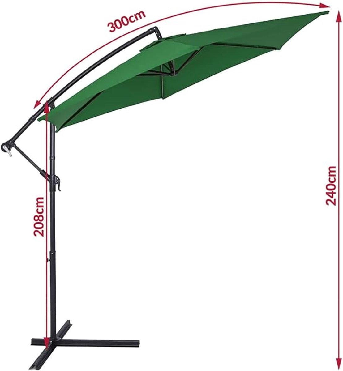 Zweefparasol 300/330 cm - Kantelbare en Draaibare Tuin- en Balkonscherm Parasol met UPF 50+ UV-bescherming, Waterafstotend Polyester, Zwengel en Inclusief Standaard en Beschermhoes - Laura (9506873756880)