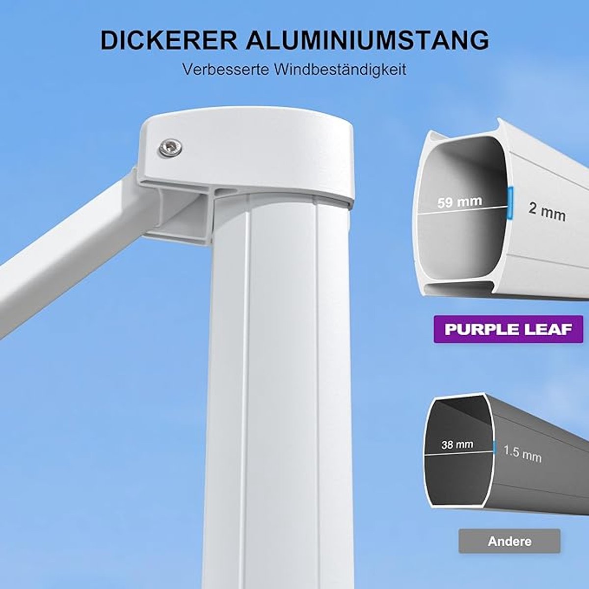 Zweefparasol 360x270 cm Rechthoekig 360° Draaibaar Kantelbaar UV50+ Waterafstotend Aluminium Tuinparasol Beige met Wit Frame - Laura (9503575665960)