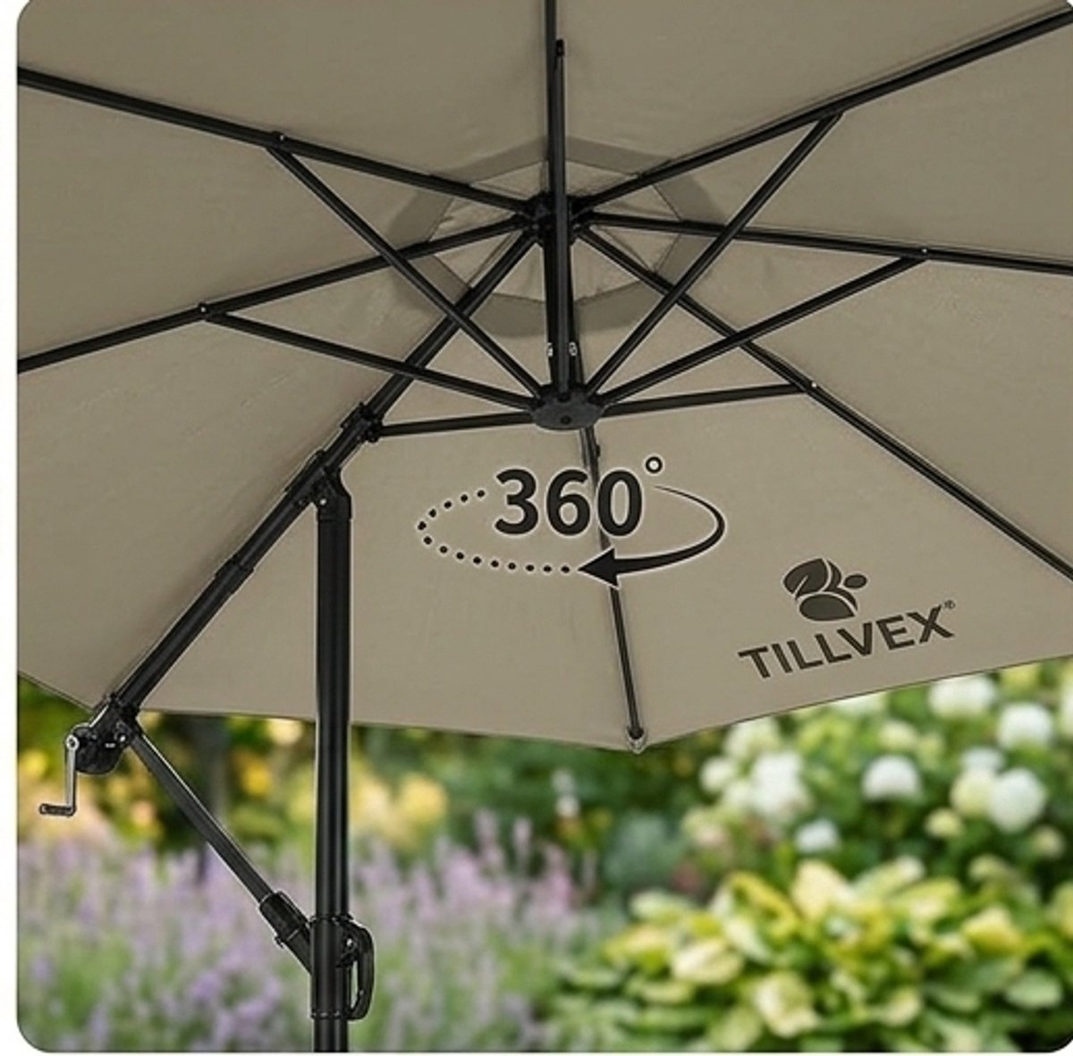 Zweefparasol Ø 300 cm Aluminium 360° Draaibaar met Hoes, UV-Bescherming, Waterdicht en Verstelbaar 90-135° - Luxe Tuinparasol met Standaard en Windbeveiliging - Urbanhome (9508716447627)