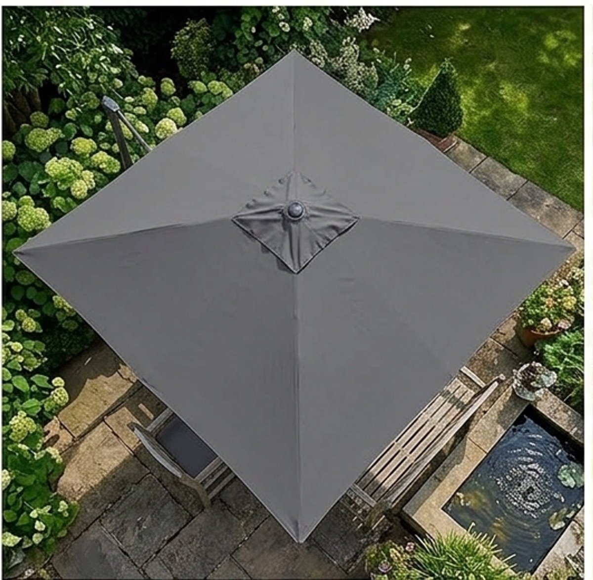 Zweefparasol Ø 300 cm Aluminium 360° Draaibaar met Hoes, UV-Bescherming, Waterdicht en Verstelbaar 90-135° - Luxe Tuinparasol met Standaard en Windbeveiliging - Urbanhome (9504174227825)