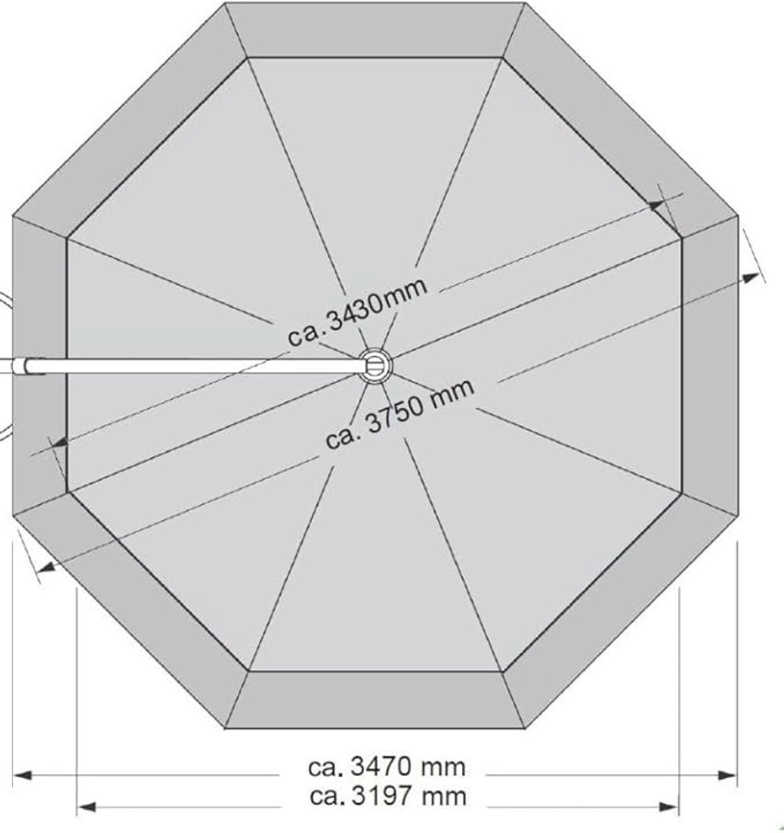Zweefparasol Ø375 cm Rond 360° Draaibaar & Kantelbaar - Aluminium Antraciet - UPF50+ UV-Bescherming - Waterafstotend Olefine Doek - Met Zwenkmechanisme - Zonder Voet - Laura (9505562246220)