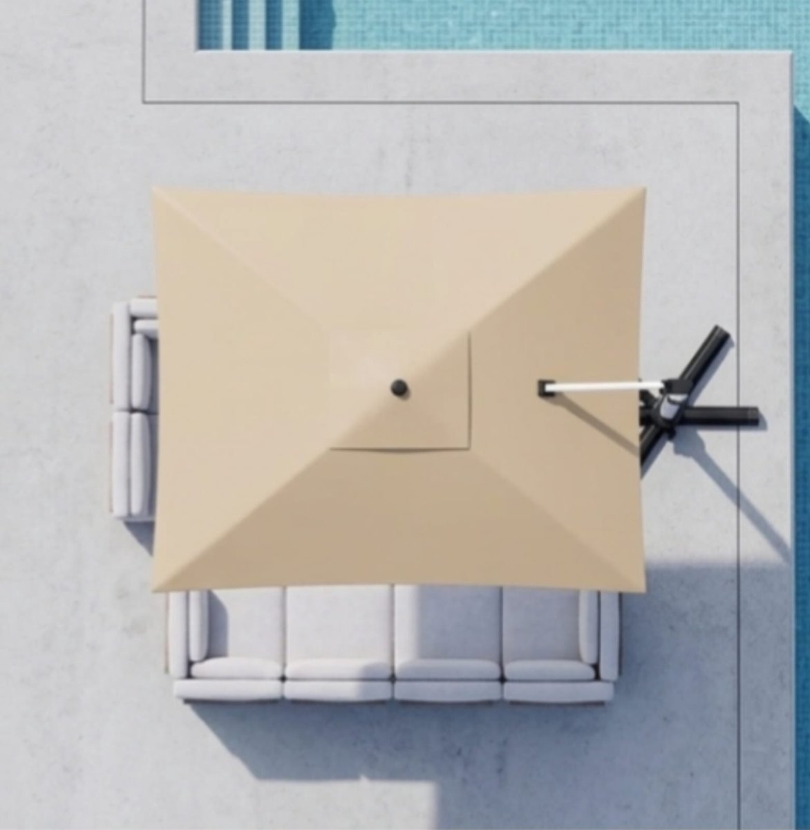 Zweefparasol Rechthoekig 300x200 cm, 360° Draaibaar & Kantelbaar met Zwengel, Aluminium Parasol met UV50+ Bescherming en Waterdicht Doek incl. Hoes, Balkon en Terras, Beige - NoviHome (9507361443220)