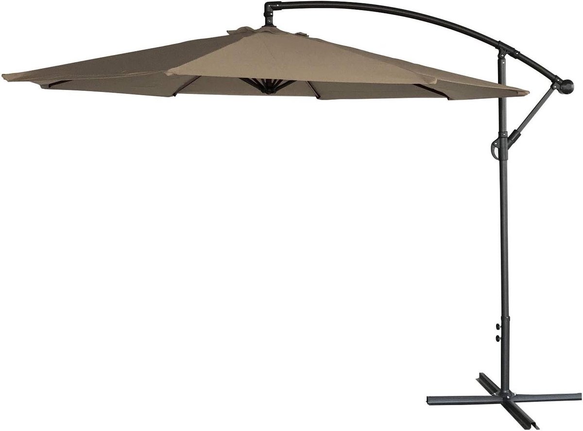 Zweefparasol Rond - Excentrische parasol - Terras beschermen - Kantelbaar en draaibaar - 350m diameter - Taupe (9101191485100)
