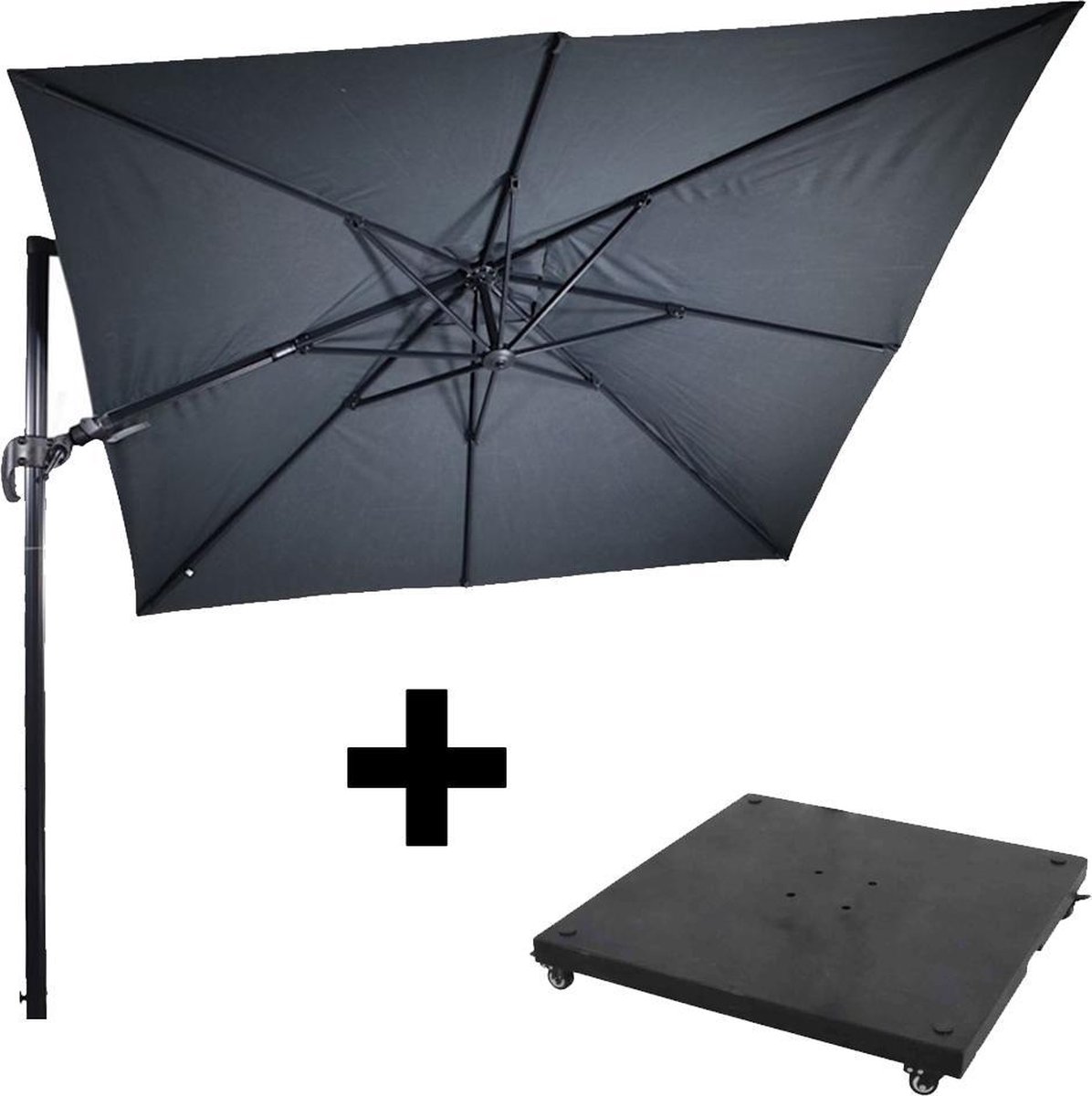 Zweefparasol VirgoFlex Grijs 300 x 300 cm - inclusief zware parasolvoet (9001456231414)
