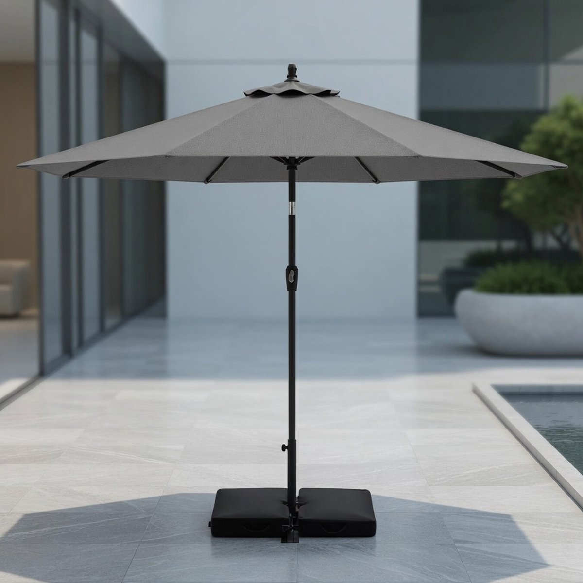 Zweefparasol met LED Solar Verlichting 300 cm - Mobili Bella Luxe Tuinparasol met Zwengel, UV-Bescherming, Waterafstotend Polyester, Inclusief Standaard en Zandzakken - Hangparasol voor Tuin, Terras & Zwembad (9509992716919)