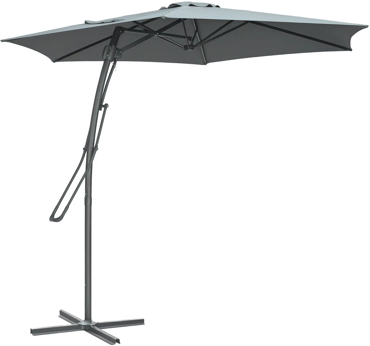 Zweefparasol met Voet - Ø293 cm - Vierkant - Waterdicht - Kantelbaar - Verstelbare Hoogte - Donkergrijs (8721392020934)