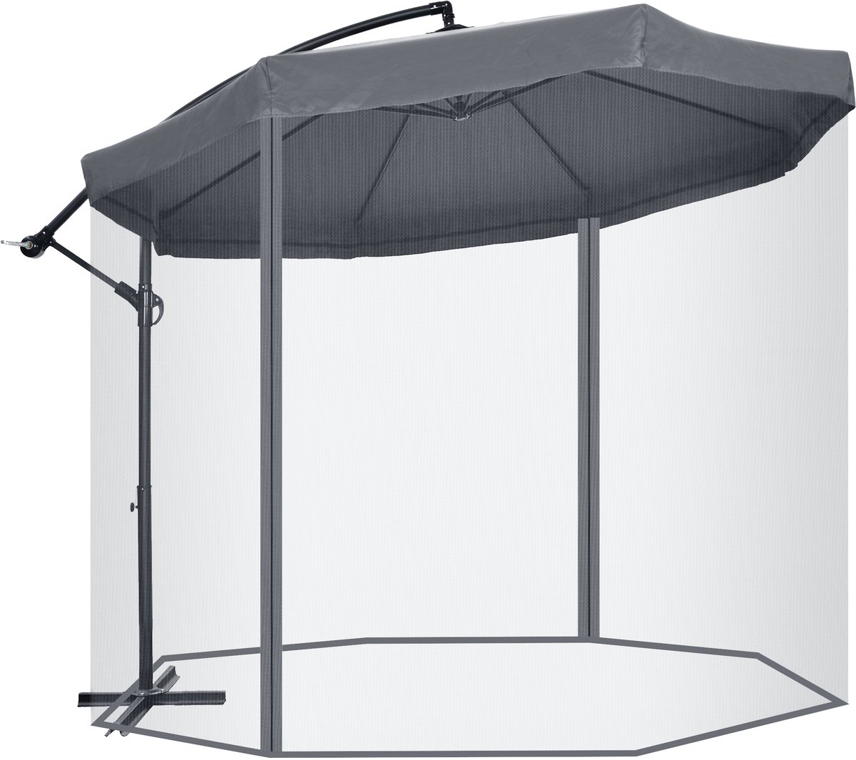 4goodz Zweefparasol met Klamboe insectennet- Diameter 3 mtr - Grijs (6013916794783)