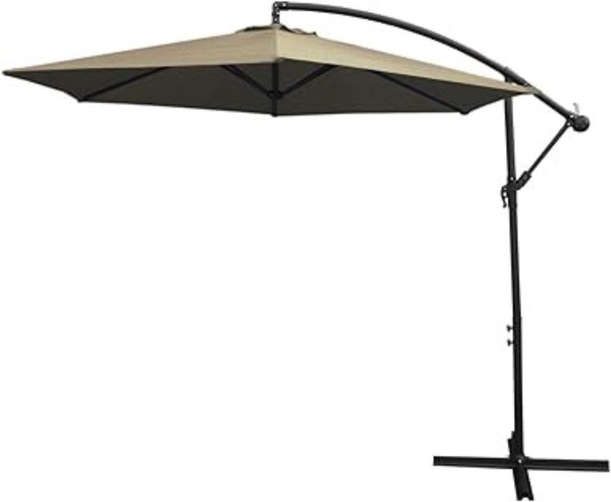 GTB® Zweefparasol met Voet - Zweefparasol - Met Voet - Beige - 300cm x 300cm x 247cm (6152721882824)