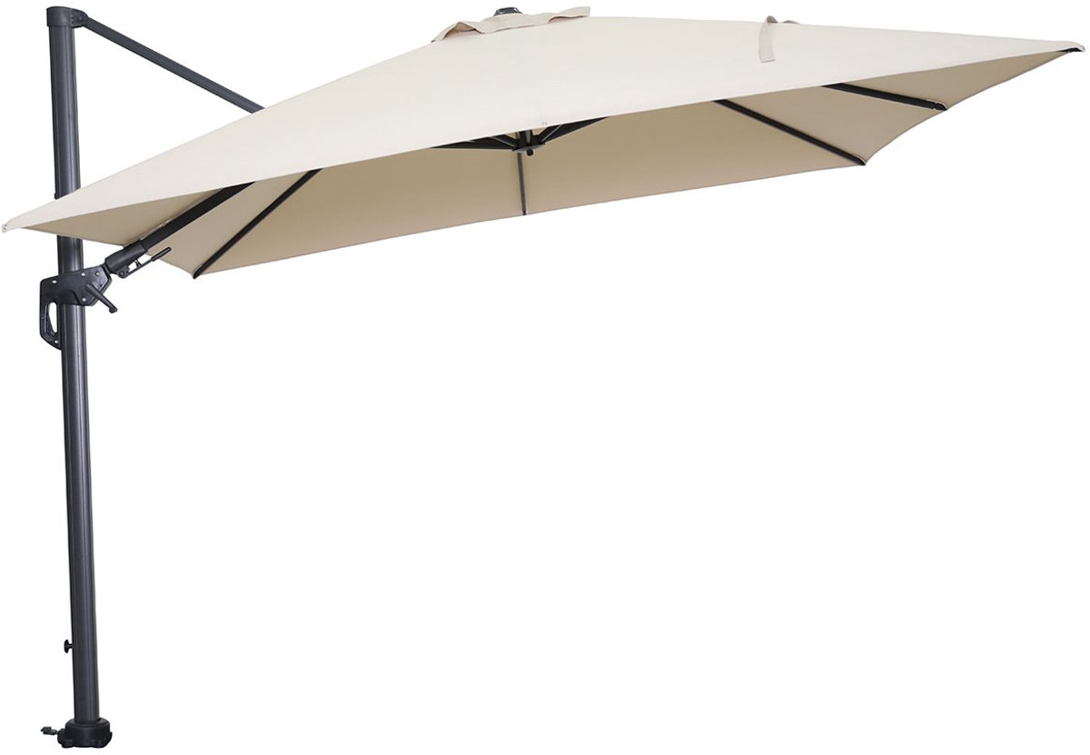 Garden Impressions Hawaii zweefparasol 300x300 cm carbon black / ecru met 90kg royal antraciet parasolvoet en parasolhoes (8721552305703)