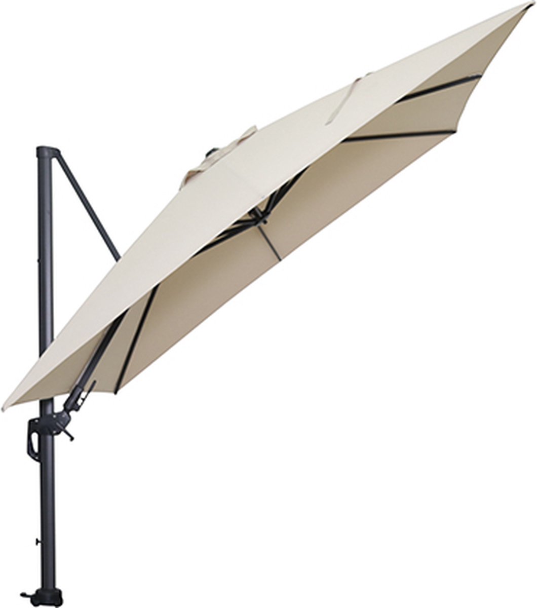 Garden Impressions Hawaii zweefparasol 300x300 cm carbon black / ecru met 90kg verrijdbare parasolvoet en parasolhoes (8713002999440)