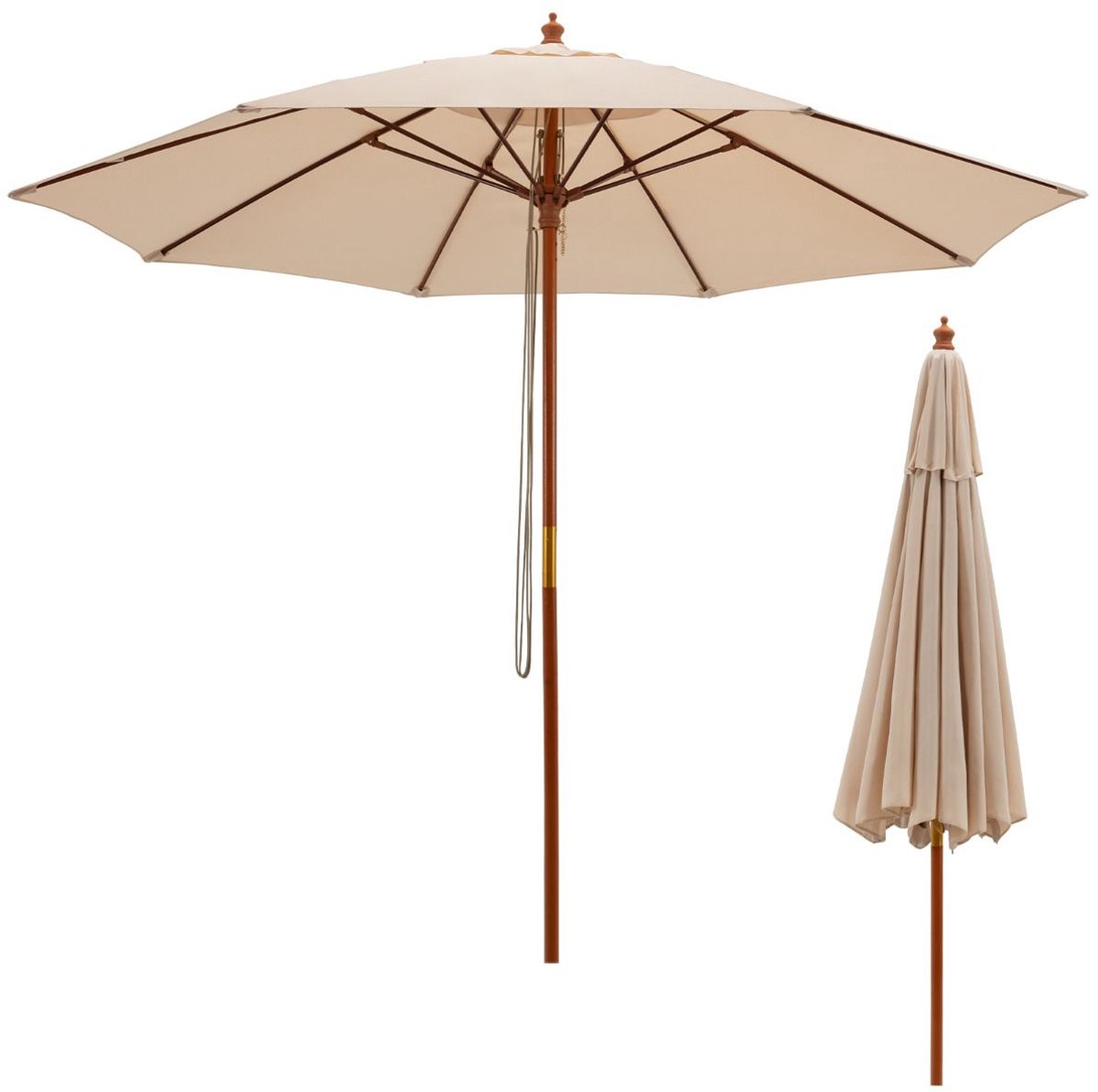 Grijze Parasol - Waterdicht & UV-beschermend - Kantelbaar & Verstelbaar - Luxe Zweefparasol voor Tuin - Balkon of Terras - Weerbestendig (8721564004090)