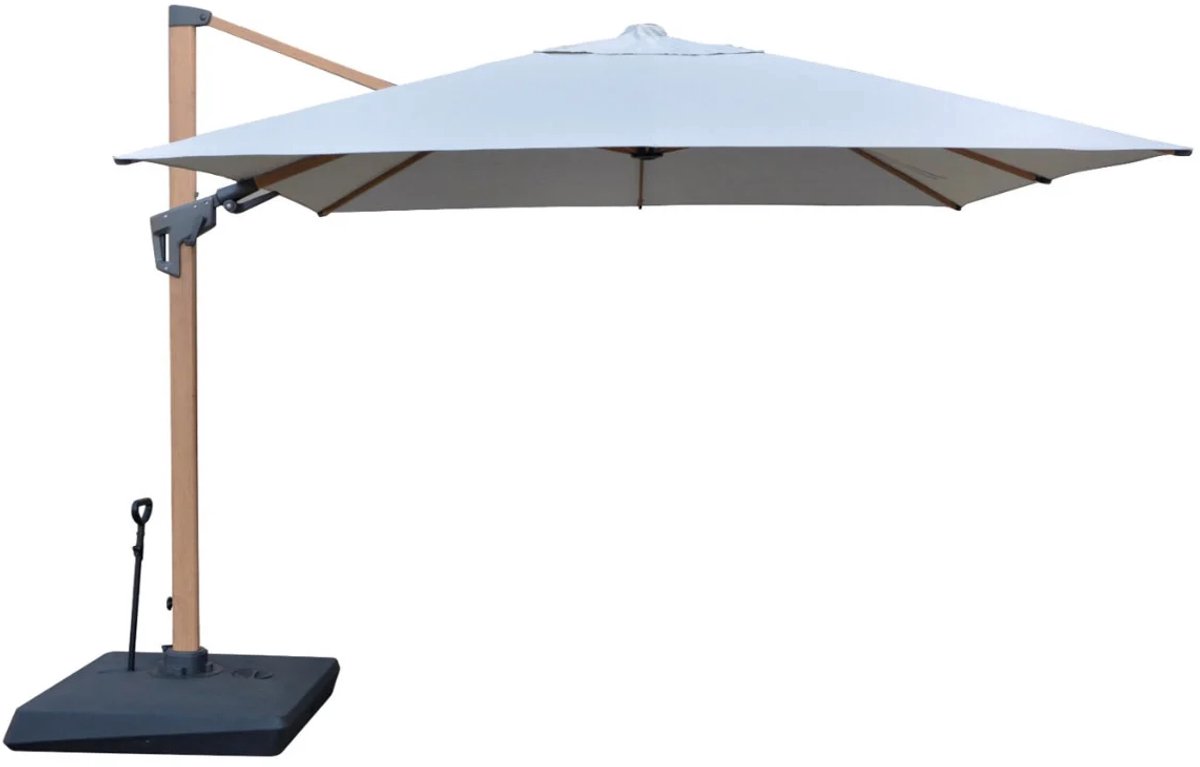 Hamilton Bay - zweefparasol set - LEVANTO PREMIUM T2 CHAMPAGNE - 300x300cm + fillable base on wheels + cover (8720892371867)