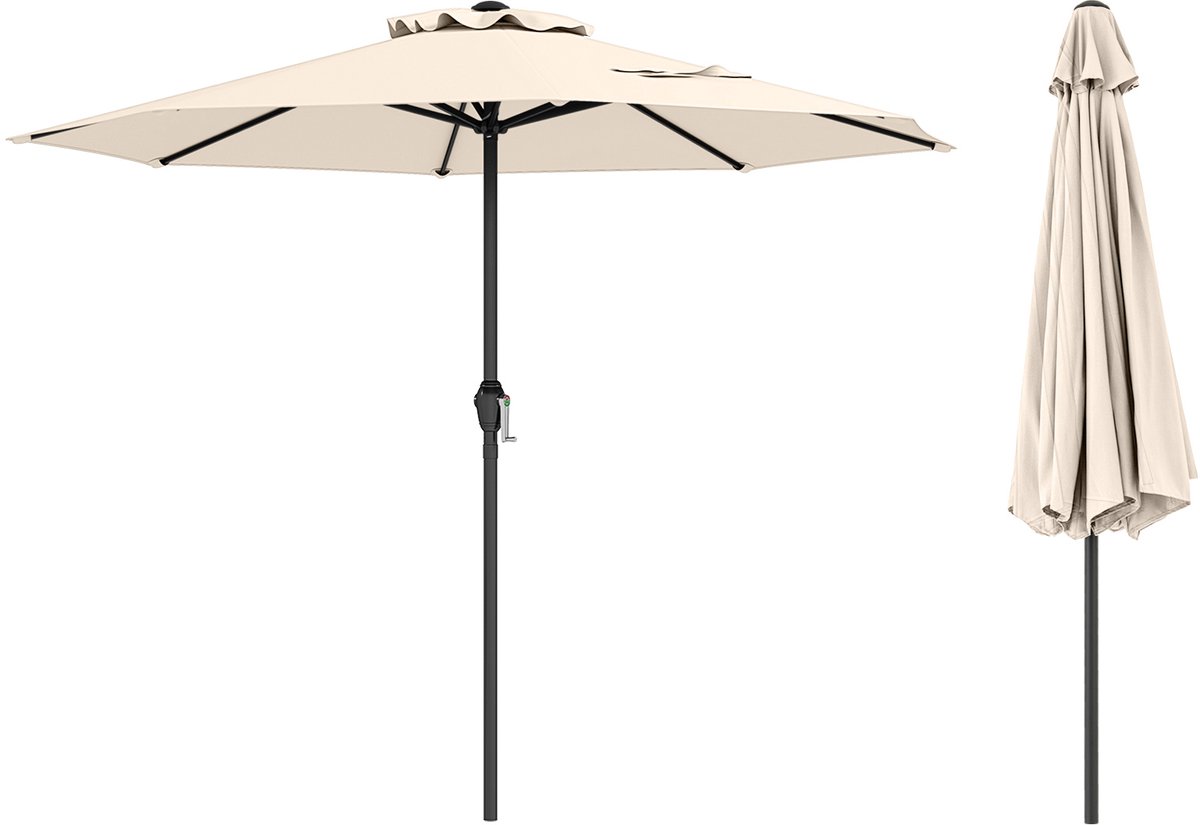 KOMFOTTEU Parasol 250cm - tuinparasol - met zwengel - stokparasol - met geventileerd parasol - voor tuin, strand, balkon (0672669337423)