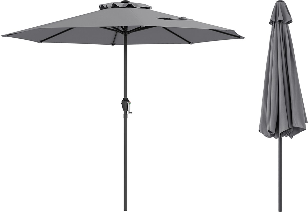 KOMFOTTEU Parasol 250cm - tuinparasol - met zwengel - stokparasol - met geventileerd parasol - voor tuin, strand, balkon (0672669337430)