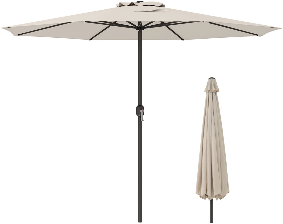 KOMFOTTEU Parasol 350cm - stokparasol - met zwengel - 2-laags Geventileerd Dak - tuinparasol - voor tuin, strand, balkon (0672669337454)