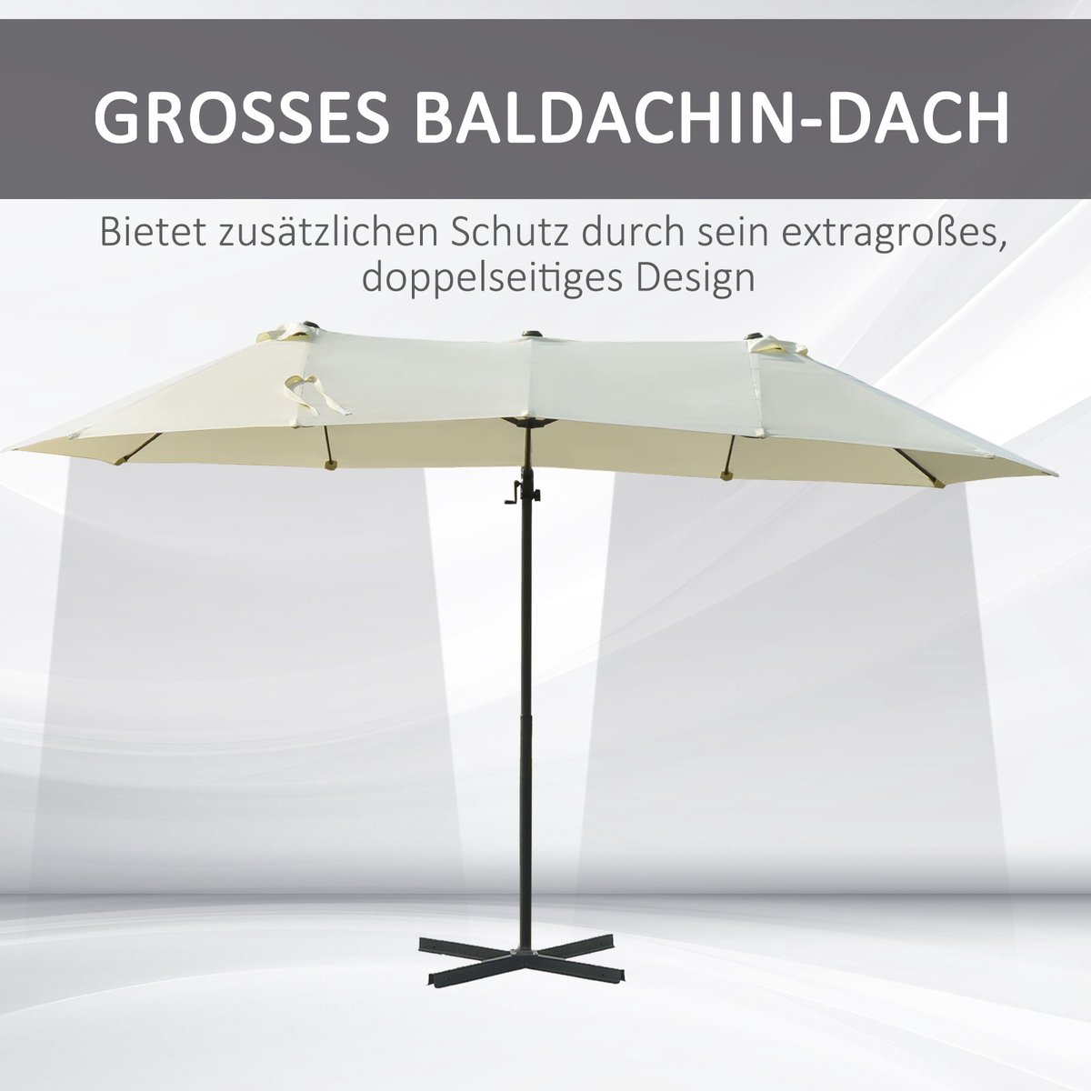 MIVRAY Dubbele Zweefparasol - XXL Schaduw Met Slinger - XXL - Polyester En Metaal - Crèmewit - Voor Tuin En Terras (4071223135820)