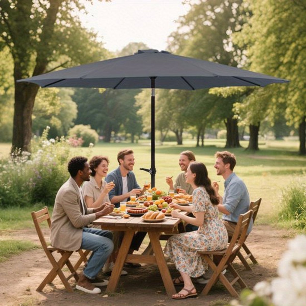 Parasol - Stokparasol - Balkonparasol - Strandparasol - Tuinparasol - 300 cm Groot - Inklapbaar Met Metalen Frame (8721576863227)