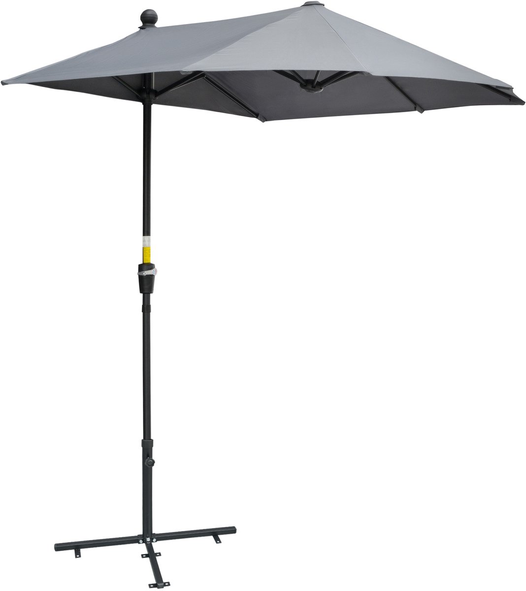 REDOM - Halfronde Parasol - 2x2 m - Met handzwengel en voet - Balkon parasol of wandparasol - Staal en polyester - Donkergrijs (4070866129494)