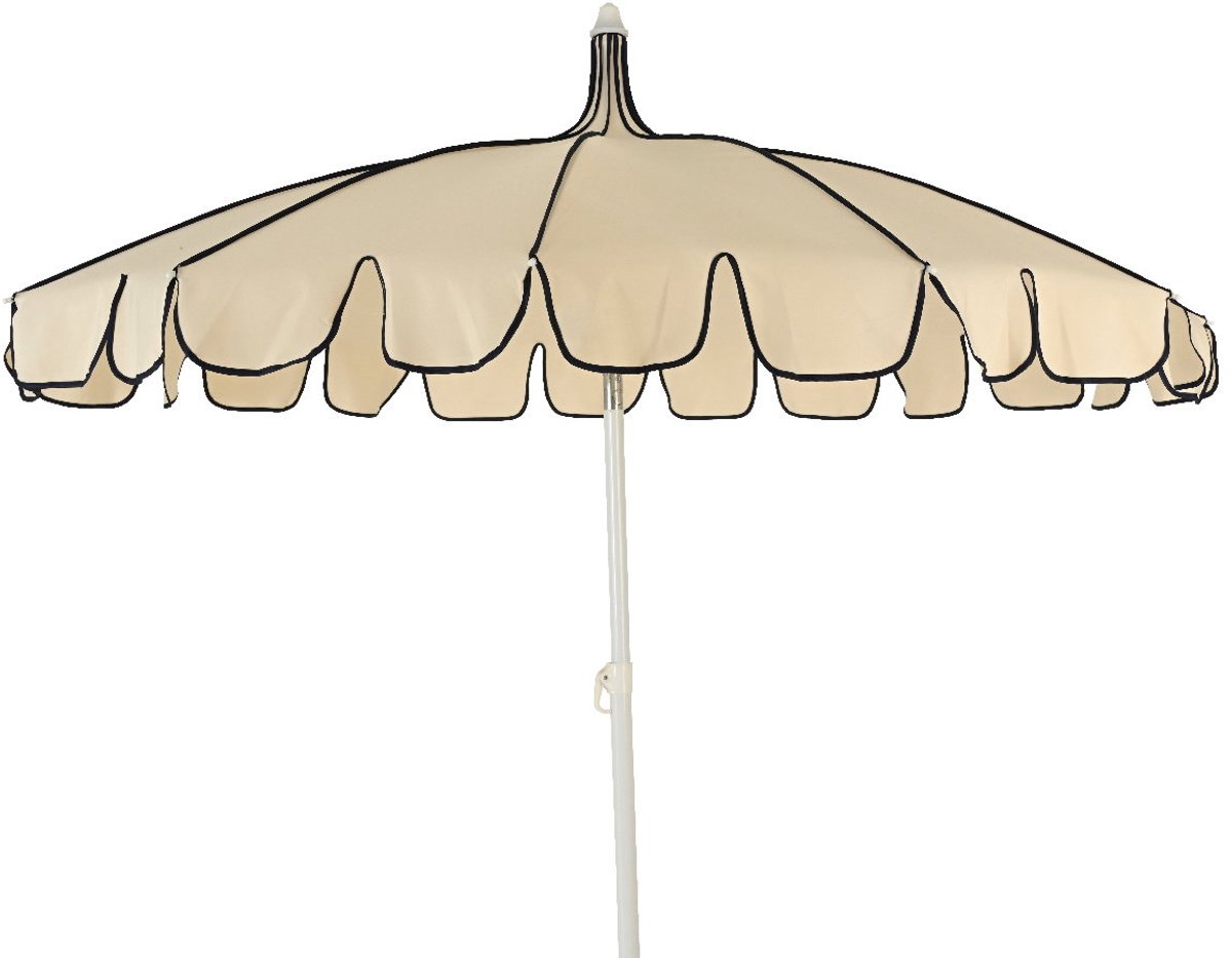 Strandparasol stokparasol volant creme/blauw Decoris (8720725129047)