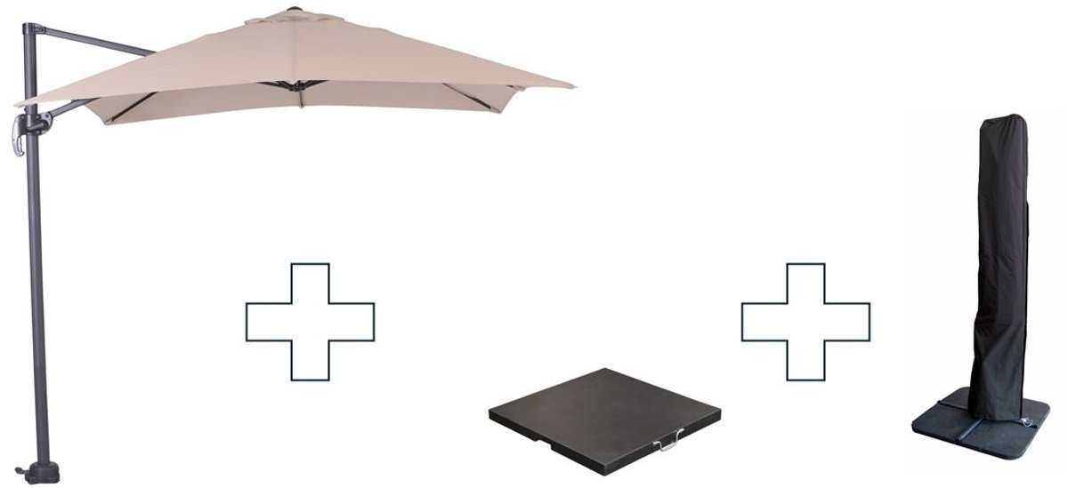 Zweefparasol Hawaii S - met voet en hoes - Ecru - 250 x 250 cm (8713002900408)
