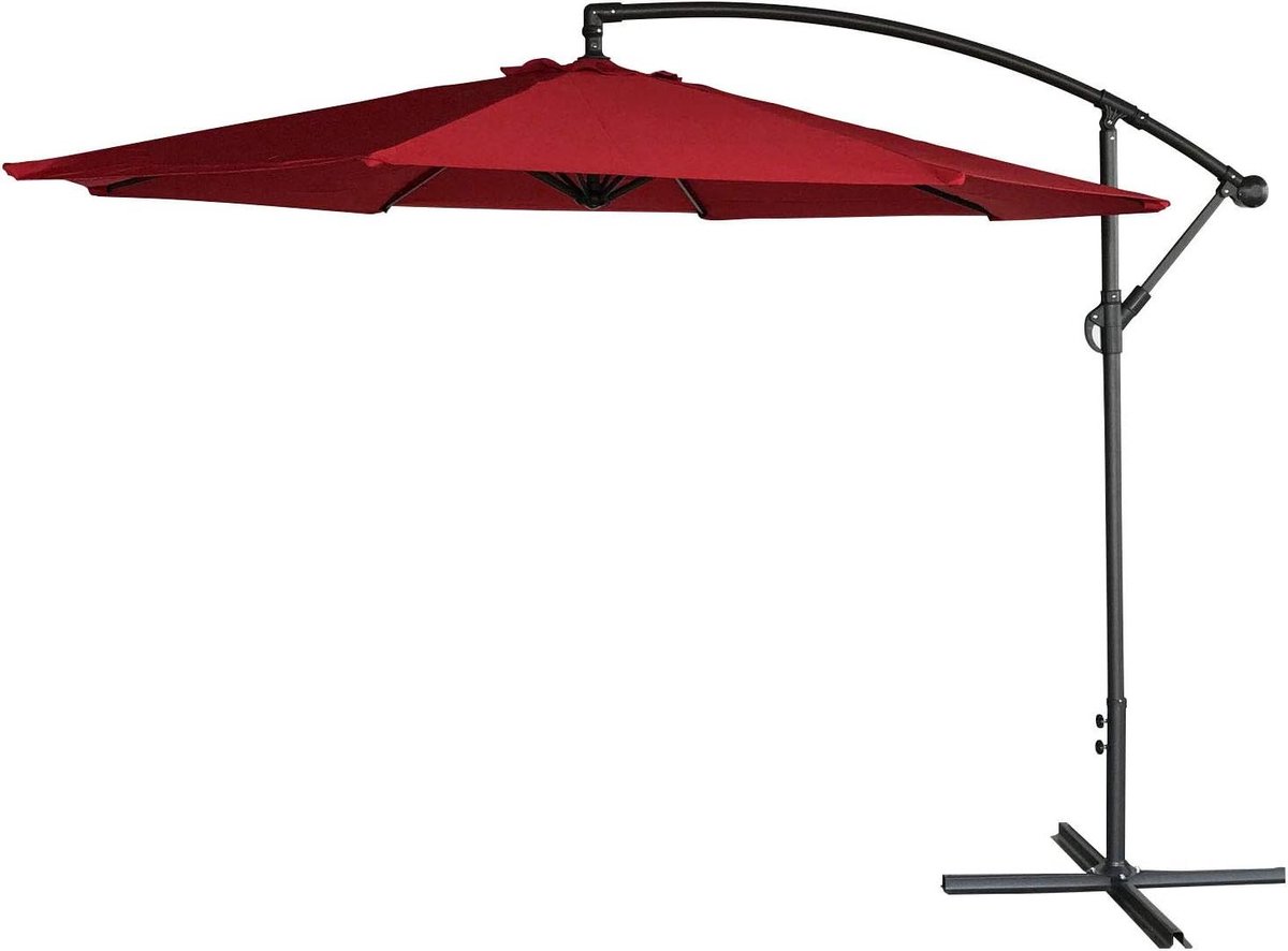 Zweefparasol Rond - Excentrische Parasol - Terras Beschermen - Kantelbaar - 350m Diameter - Rood (9101190304099)