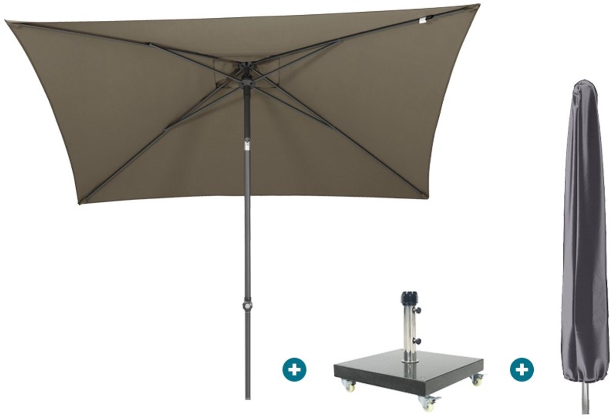 4SO Oasis stokparasol 200x250 cm. - Taupe Granada voet en hoes (6154116410438)