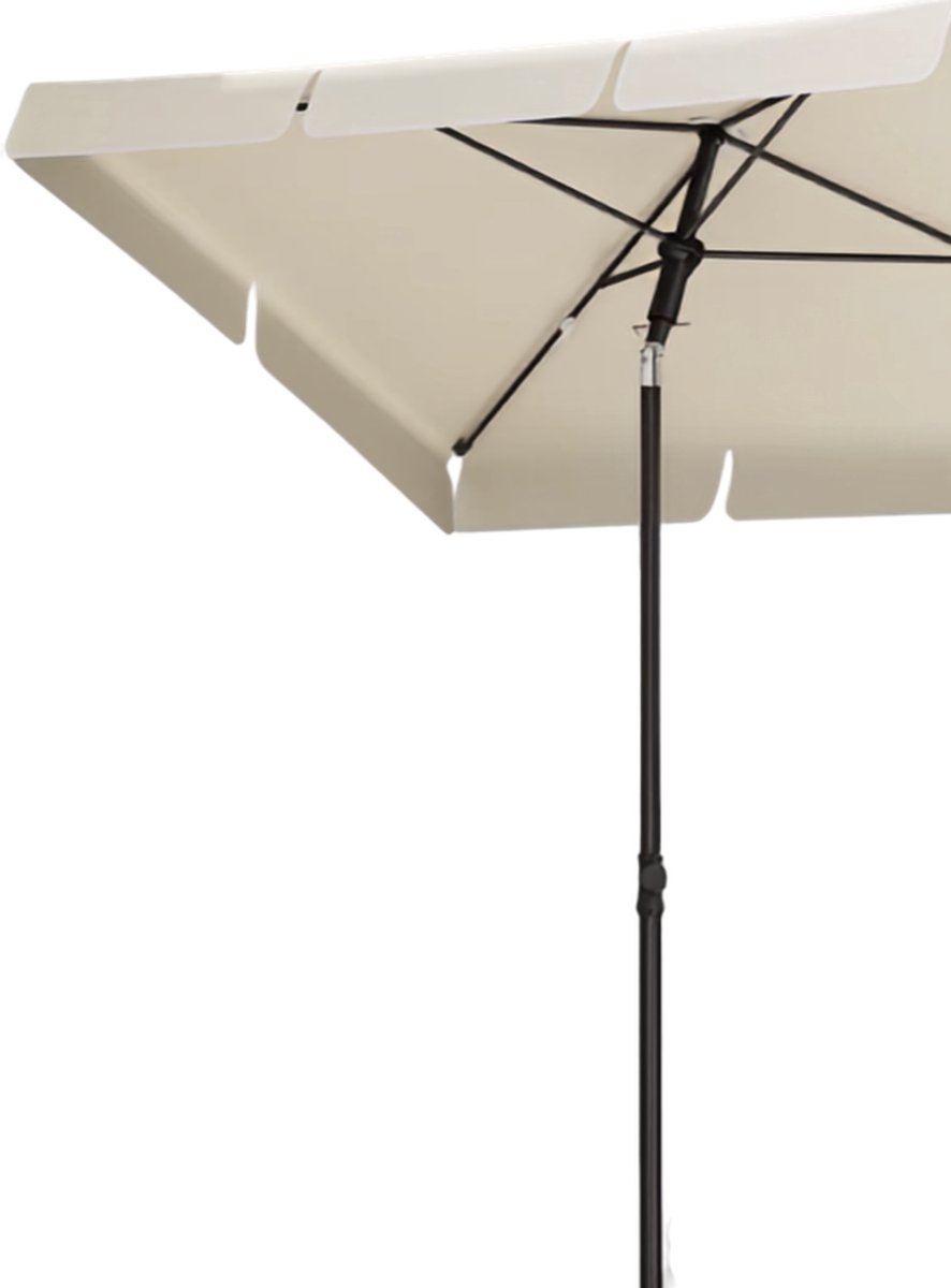 HHHK - Vierkante Parasol - 200x125x240cm - Beige - met Opbergtas - met Parasolhoes - Stokparasol - Kantelbaar - Exclusief Voet (9509888854794)