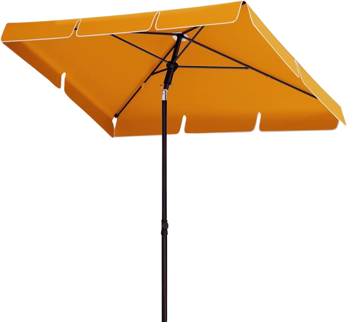 HHHK - Vierkante Parasol - 200x125x240cm - Oranje - met Opbergtas - met Parasolhoes - Stokparasol - Kantelbaar - Exclusief Voet (9501655714485)