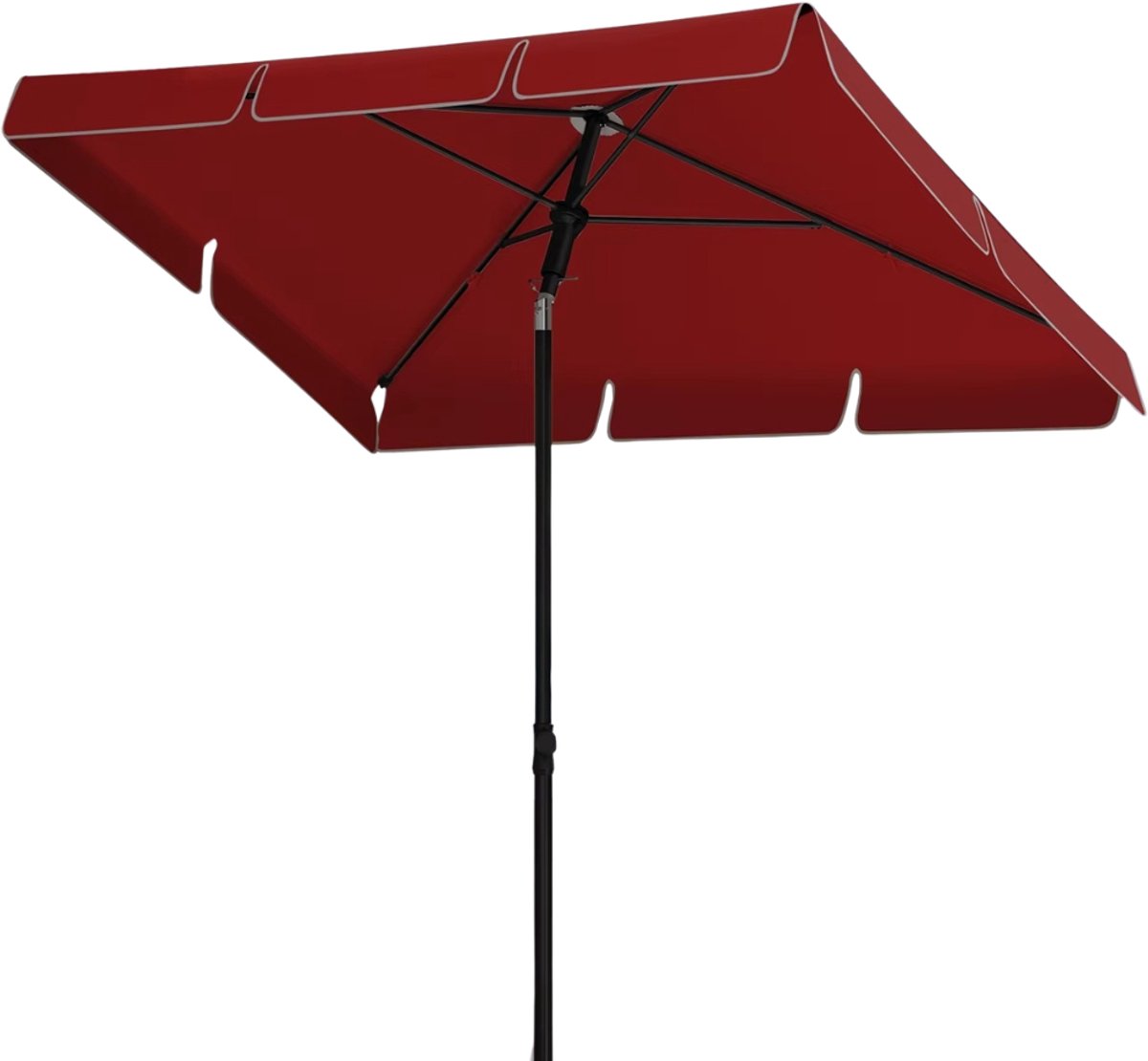 HHHK - Vierkante Parasol - 200x125x240cm - Rood - met Opbergtas - met Parasolhoes - Stokparasol - Kantelbaar - Exclusief Voet (9501273625170)