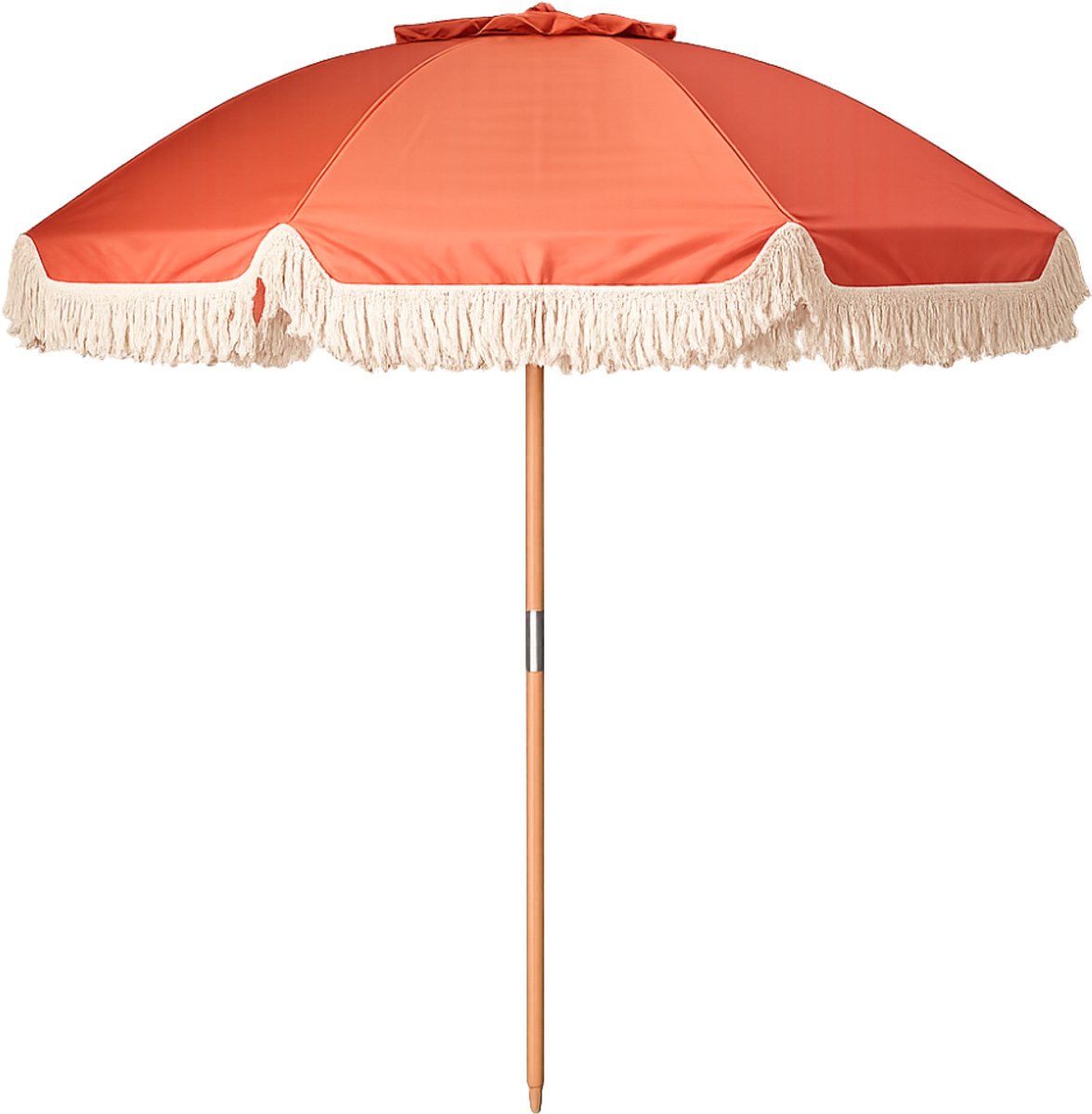 HIXA Parasol met Franjes - Houten paal - Stokparasol - Terra Bruin - 180CM - Strandparasol - Tuin Accessoires - Balkon parasol - Bohemian - Ibiza - Stokdiameter 3cm - CHARLIE (8721264841551)