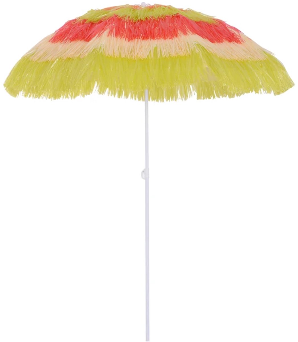 Hawaiiaanse Parasol - Tuinparasol - Zonnescherm - Stokparasol - Ø160 x 190 cm - Strandparasol - Kantelbaar & in Hoogte Verstelbaar - UV-Bestendig - Strand, Balkon, Terras & Tuin - Kleurrijk (8721317524196)