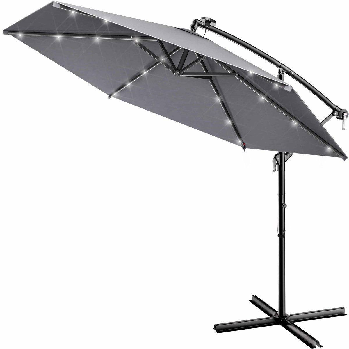 Kingsleeve Zweefparasol - Parasolvoet LED-verlichting 300cm - Antraciet (4250525364552)