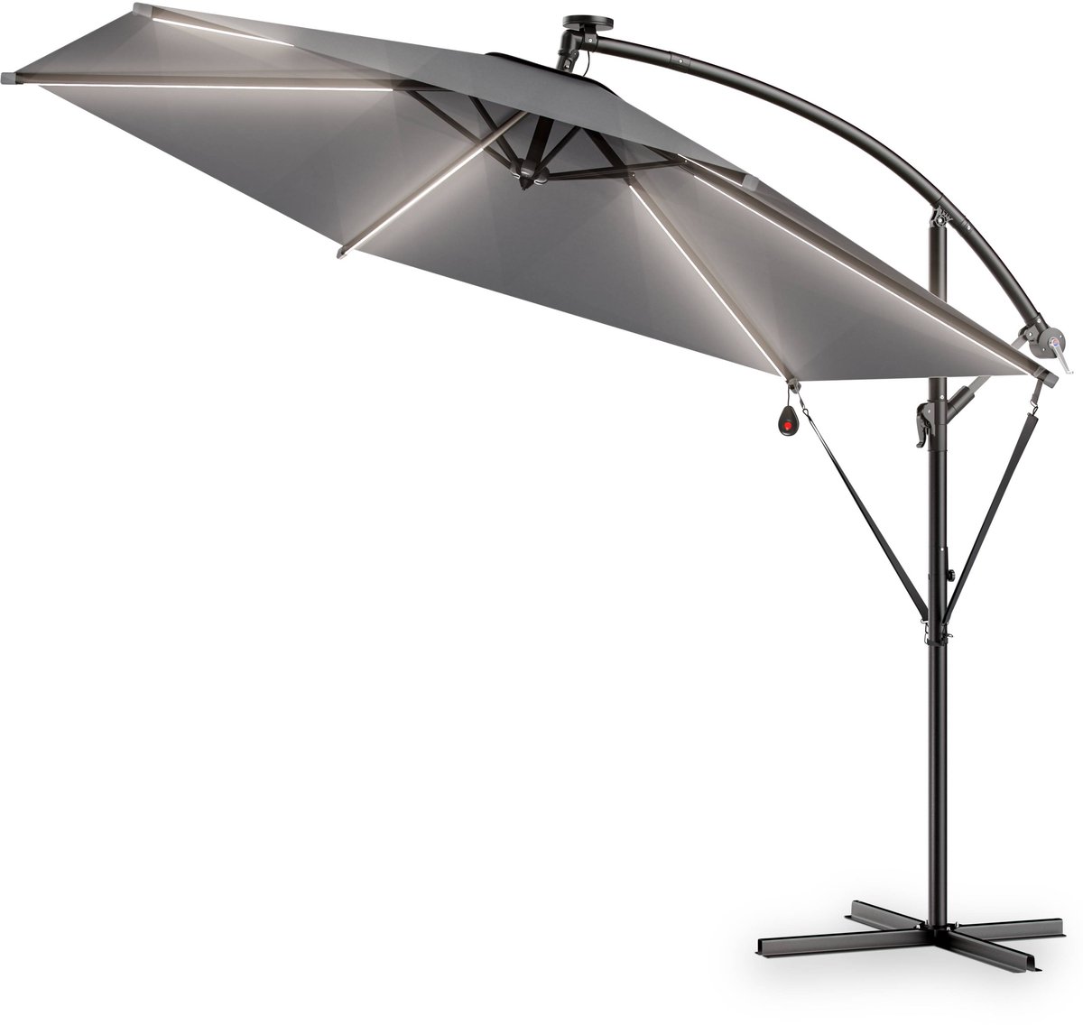Kingsleeve Zweefparasol - Parasolvoet LED-verlichting 350cm - Antraciet (4250525364583)