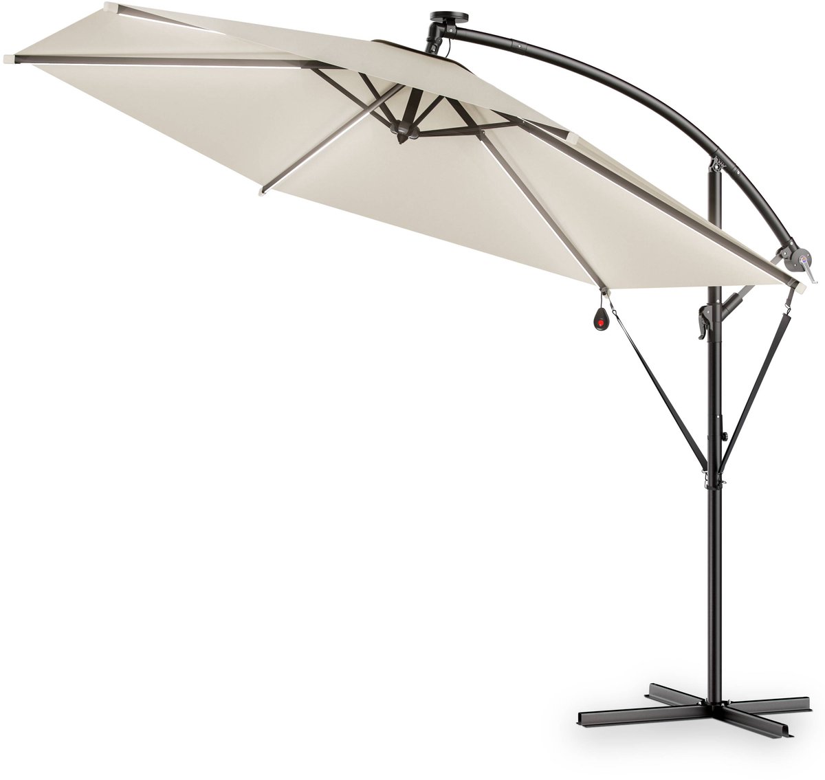 Kingsleeve Zweefparasol - Parasolvoet LED-verlichting 350cm - Crème (4250525364576)