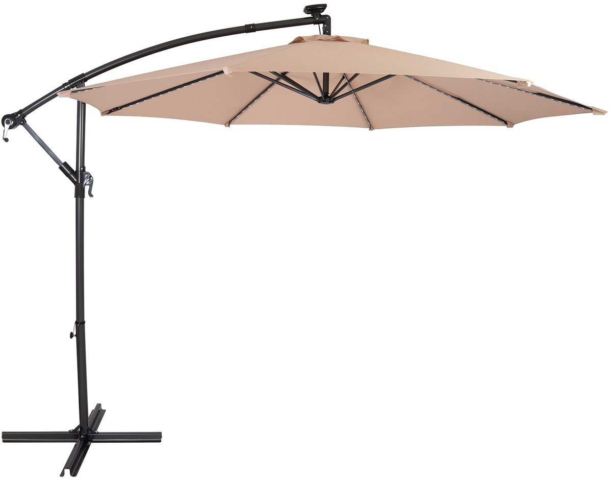 LED Zweefparasol 3 m - beige - hangparasol met verlichting voor tuin en terras (5056806831152)