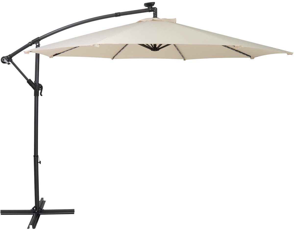 LED Zweefparasol 3 m - crème - hangparasol met verlichting voor tuin en terras (5056806831169)