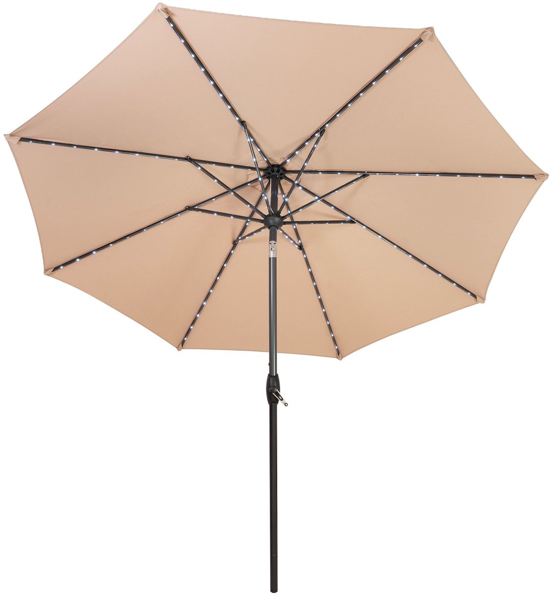 LED kantelbare stokparasol - 2.7 m - beige - verlichting op zonne-energie (5056806831053)