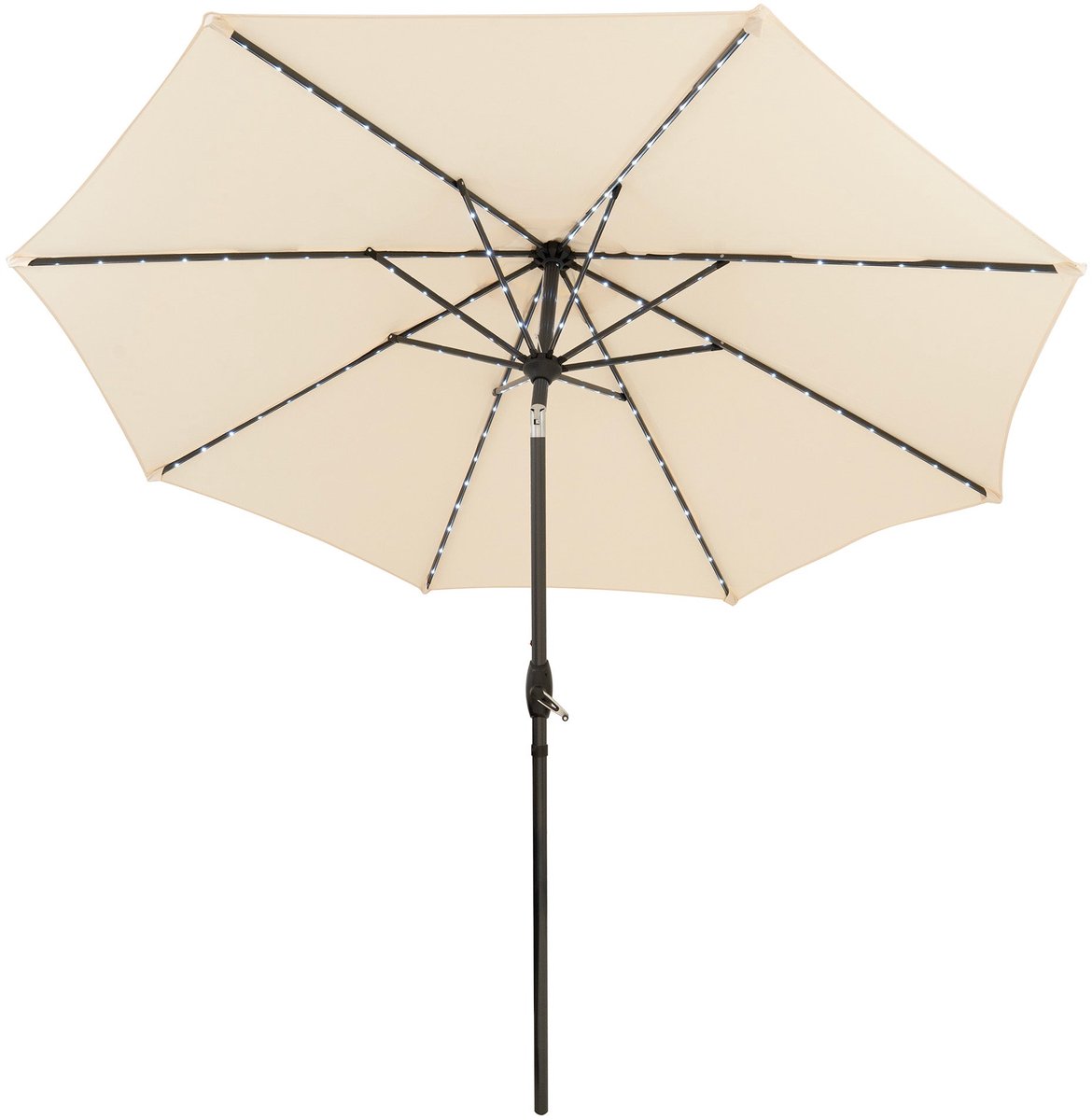 LED kantelbare stokparasol - 2.7 m - crème - verlichting op zonne-energie (5056806831060)