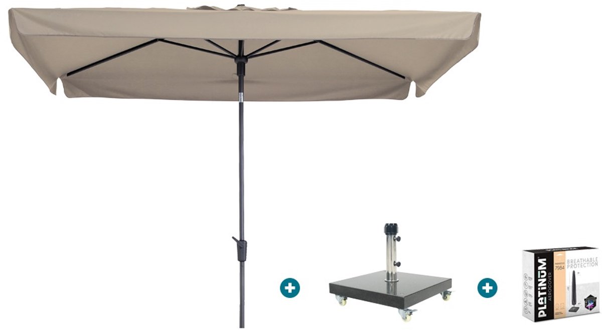 Madison Delos Luxe stokparasol 200x300 cm. - Ecru met Granada voet en hoes (6154113943960)