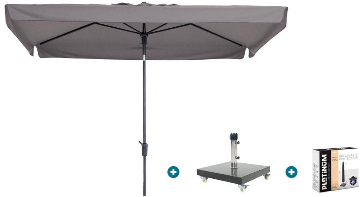 Madison Delos Luxe stokparasol 200x300 cm. - Taupe met Granada voet en hoes (6154113865811)