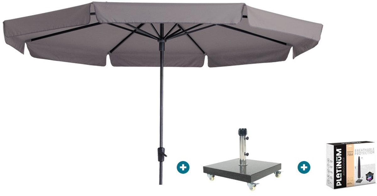 Madison Syros Luxe stokparasol Ø350 cm. - Taupe met Granada voet en hoes (6154113664636)