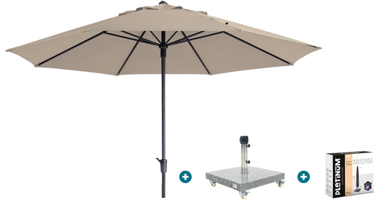 Madison Timor Luxe stokparasol Ø400 cm. - Ecru met Sevilla voet en hoes (6154113675601)