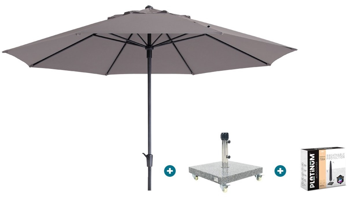 Madison Timor Luxe stokparasol Ø400 cm. - Taupe met Sevilla voet en hoes (6154113693612)