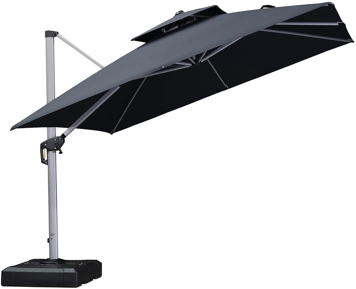PURPLE LEAF Vierkant Parasol - Dubbel Top - 360 °Graden Rotatie - UV werend doek- Windbestendige Zweefparasol (8683769594922)