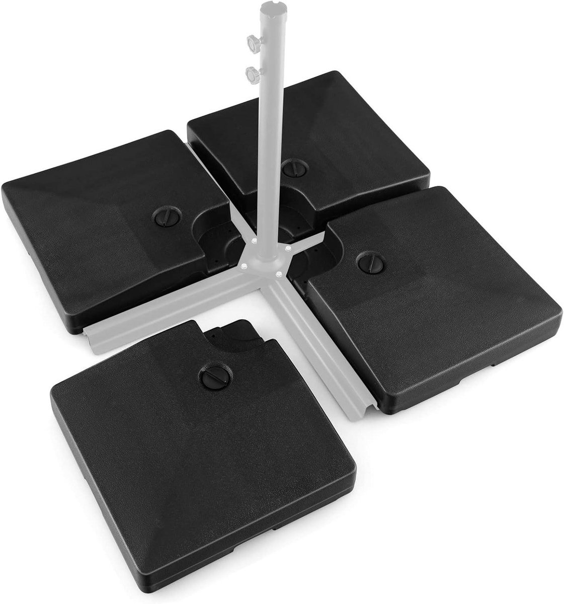 Parasolstandaard Vulbaar - Parasolvoet Zweefparasol - Parasol Stabiliseren - 4 Delige Platen - 80L Water / 108kg Zand - Zwart (9101187202766)